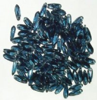 100 3x10mm Transparent Montana Blue Dagger Beads